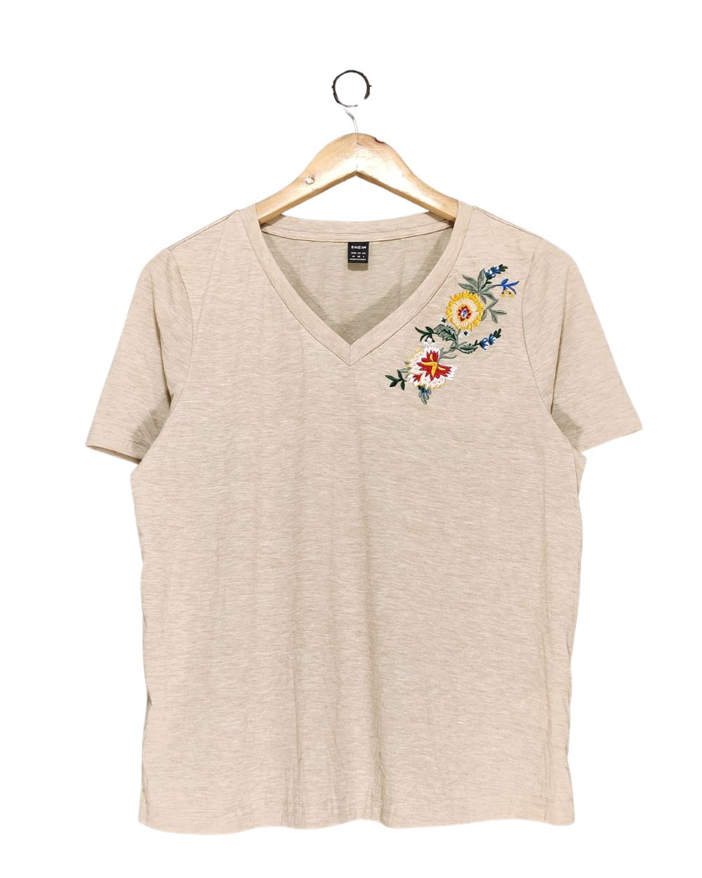 Shein Cream Cotton T Shirt For Women Medium