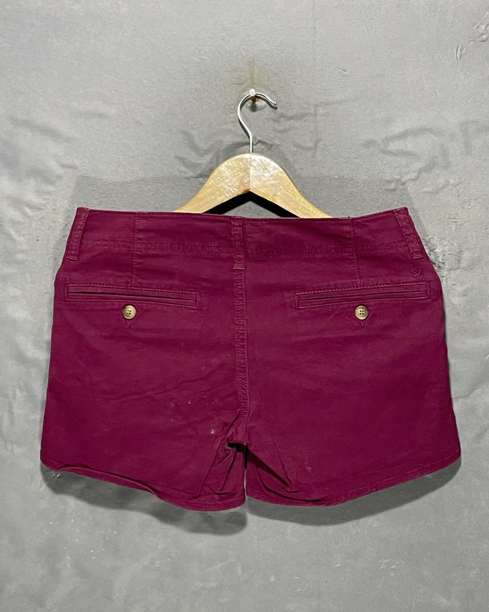 American Eagle Maroon Cotton Short For Women Large
