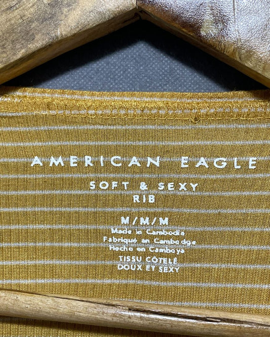 American Eagle Orange Cotton T Shirt For Women M