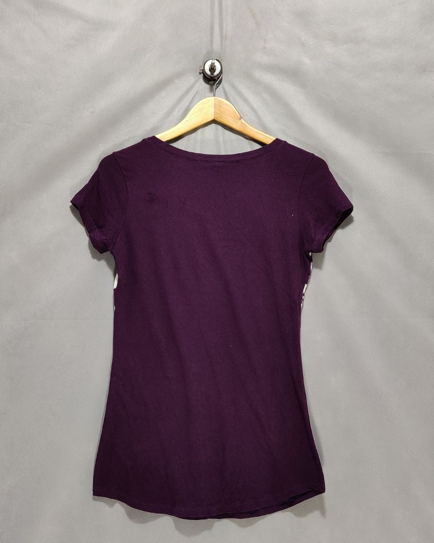 Zette Purple Cotton T Shirt For Women M
