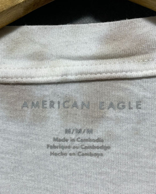 American Eagle Cream Cotton T Shirt For Women M