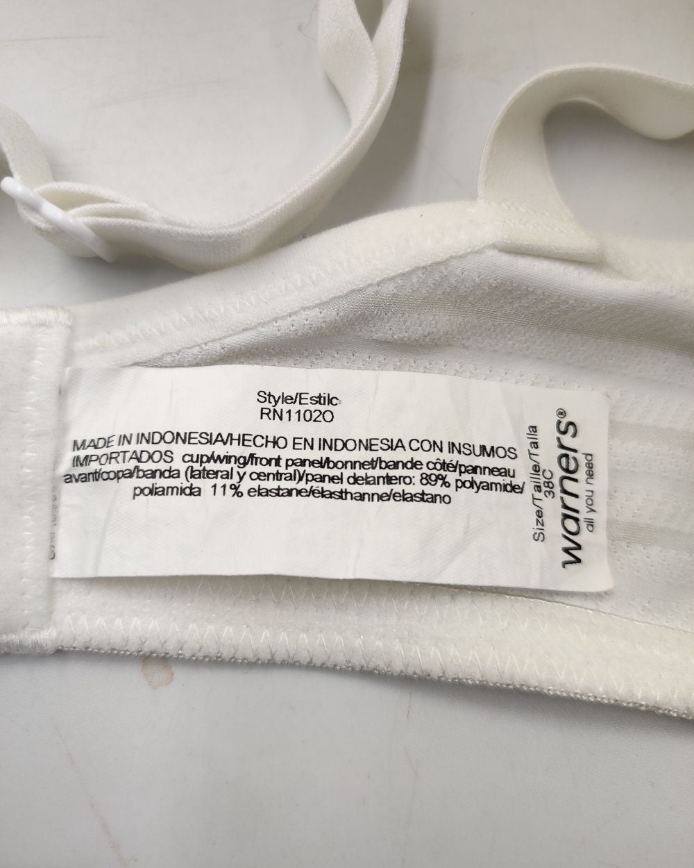 Warner's White Bra For Women XL