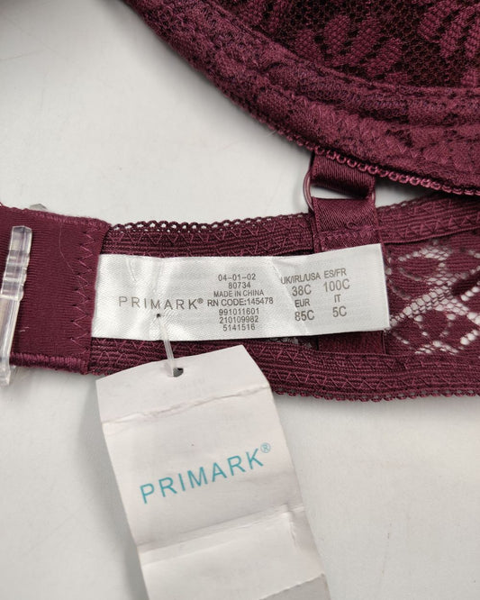 Primark Maroon Bra For Women XL
