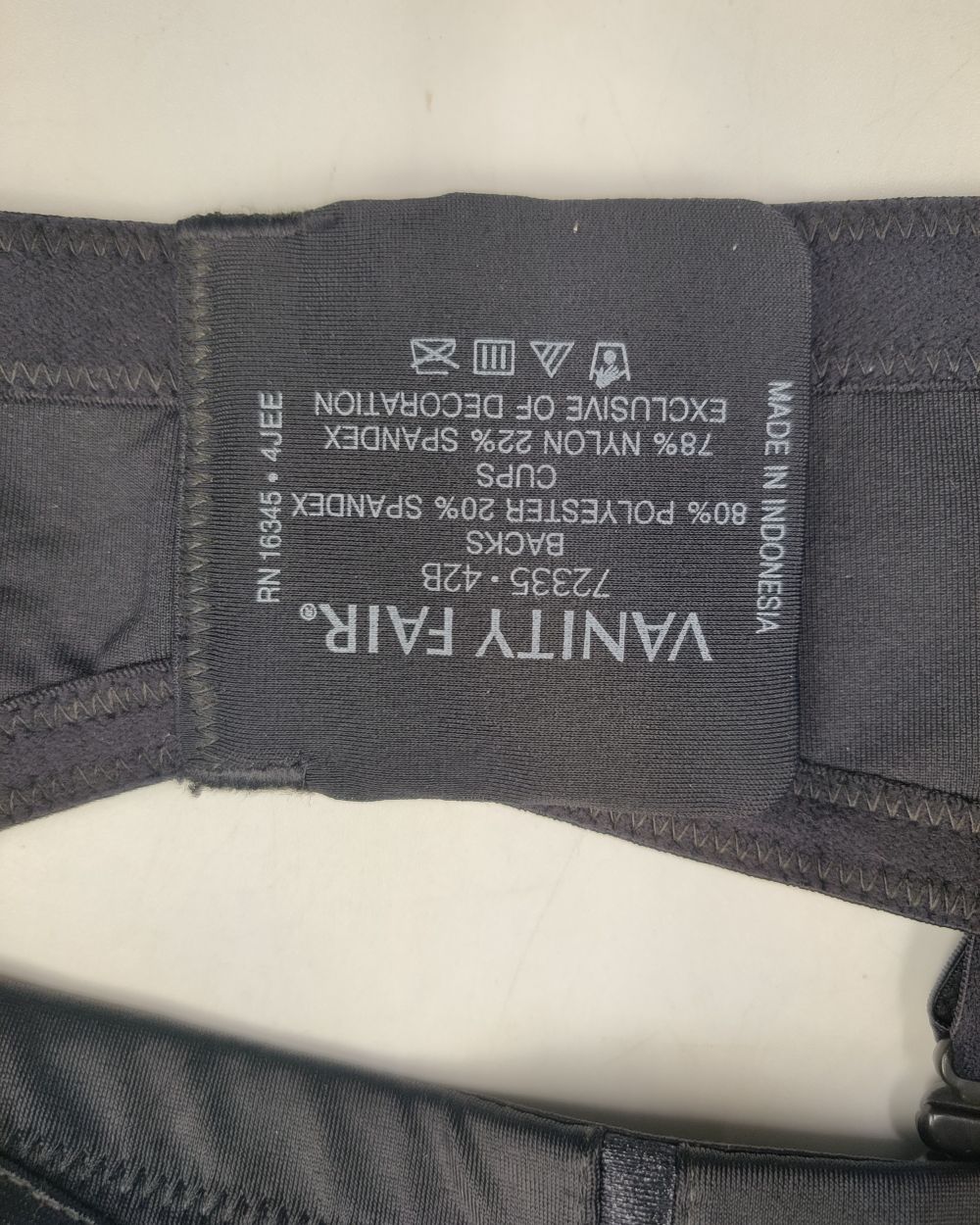 Vanity Fair Black Bra For Women 3XL