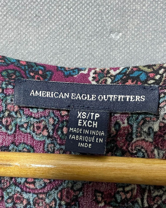 American Eagle Maroon Polyester For Women Tops X Small