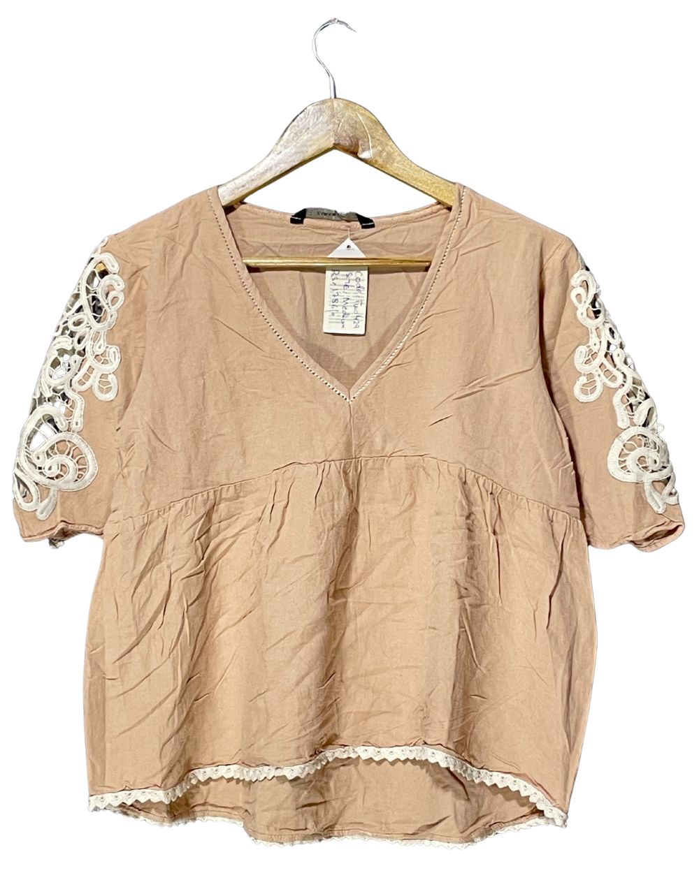 Zara Basic Cream Polyester For Women Tops Medium