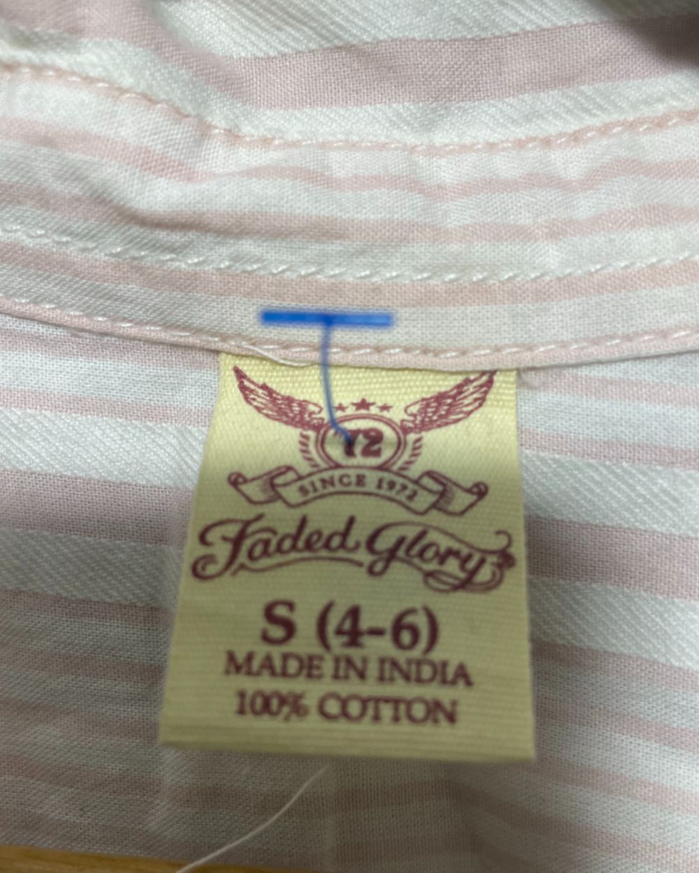 Faded Glory Pink Cotton Shirt For Women Small