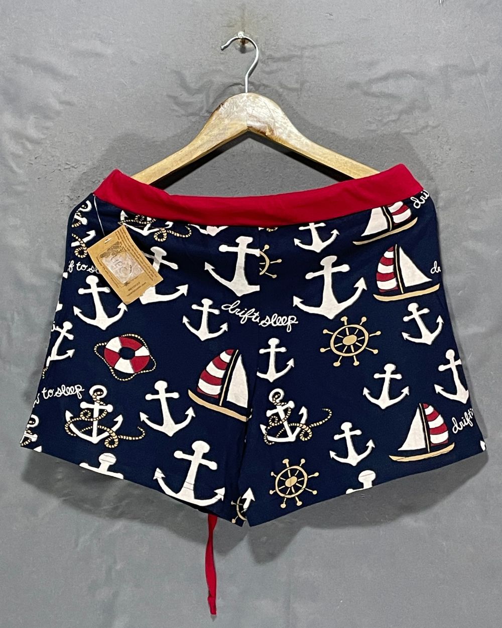 Lazy One Blue Cotton Short For Women Medium