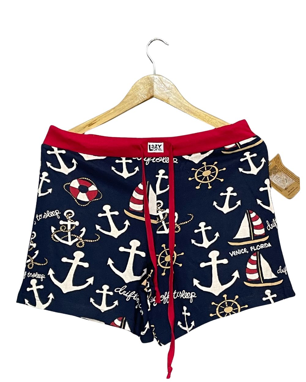 Lazy One Blue Cotton Short For Women Medium