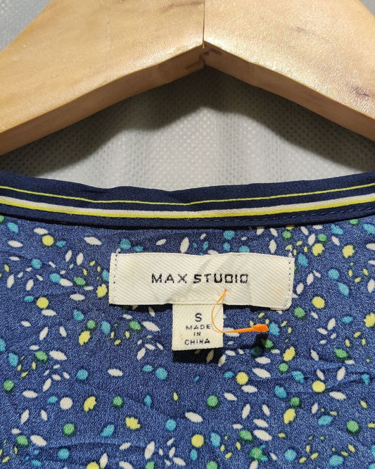 Max Studio Blue Cotton For Women Crop Top S