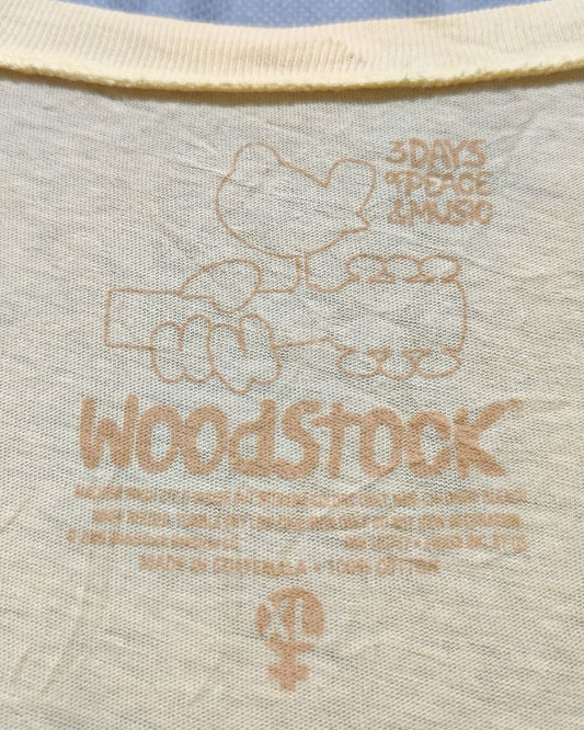 Woodstock Yellow Cotton T Shirt For Women XL