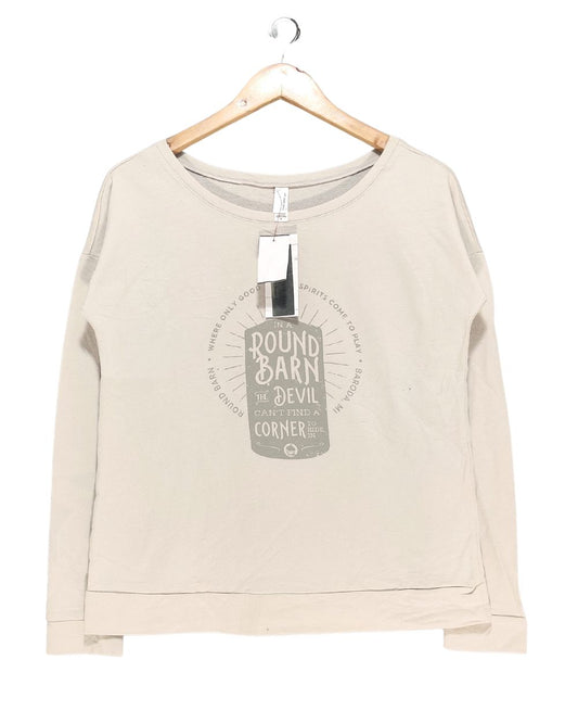 Round Barn Cream Cotton T Shirt For Women S
