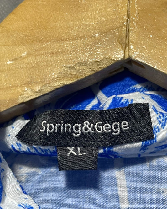 Spring & Gege Blue Cotton Shirt For Women XL | ThriftQueen.pk