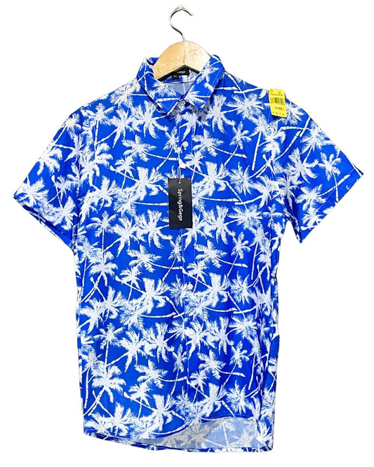 Spring & Gege Blue Cotton Shirt For Women XL | ThriftQueen.pk