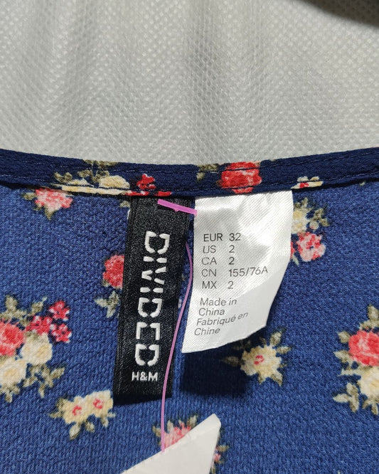 H&M Blue Polyester For Women Crop Tops S