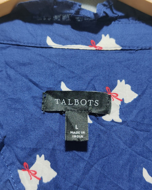 Talbots Blue Cotton For Women Top Shirt L