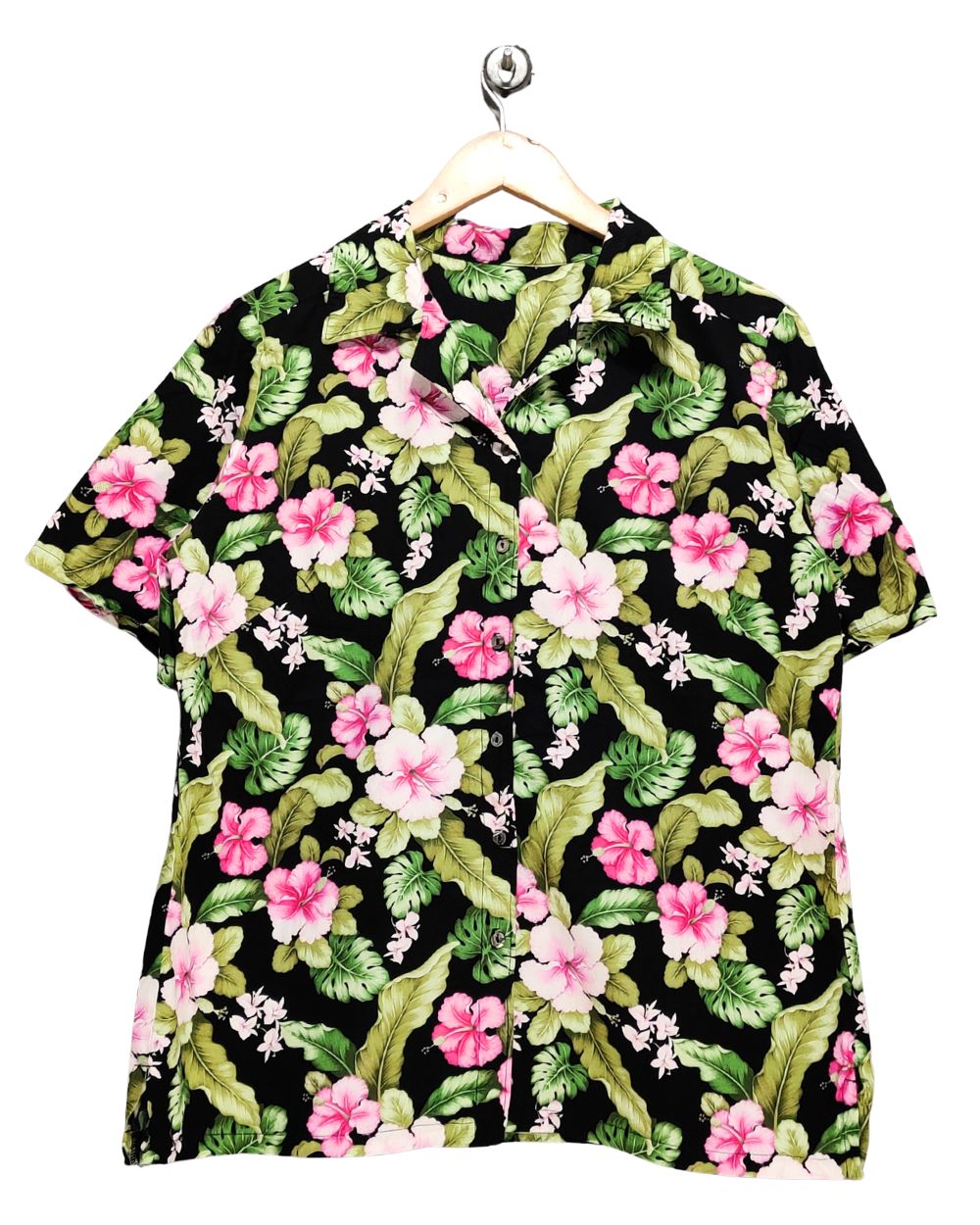 Thrift Queen Green Cotton For Women Top Shirt M