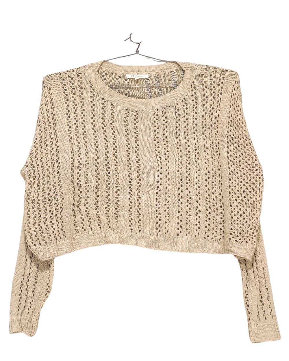 Cozy Casual Cream For Women Winter Crop Top L