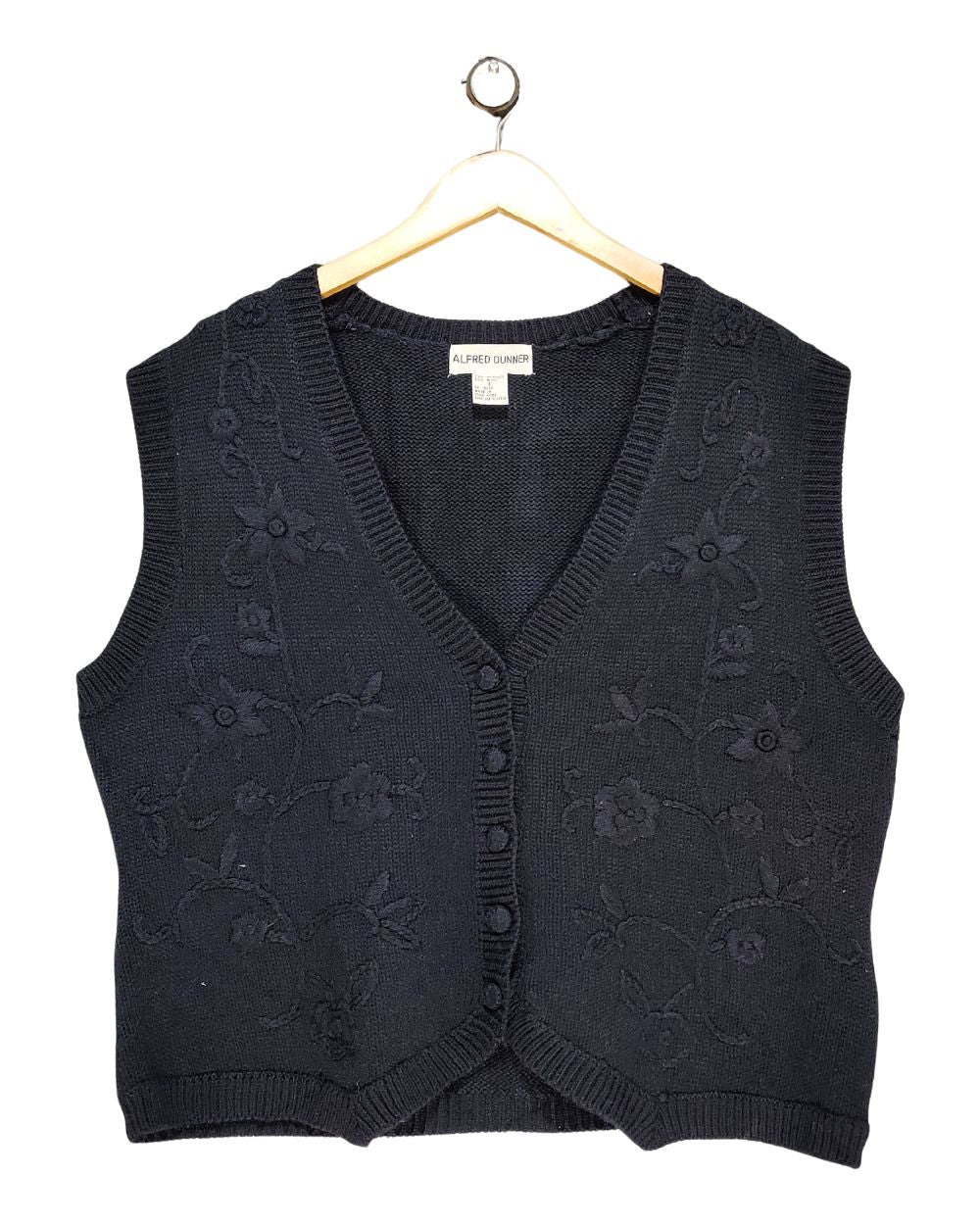 Alfred Dunner Black Vest Sweater For Women L