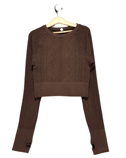 Thrift Queen Brown For Women Winter Crop Top XS