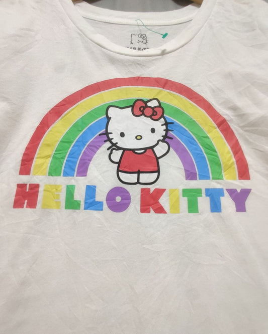 Hello Kitty White Cotton T Shirt For Women L