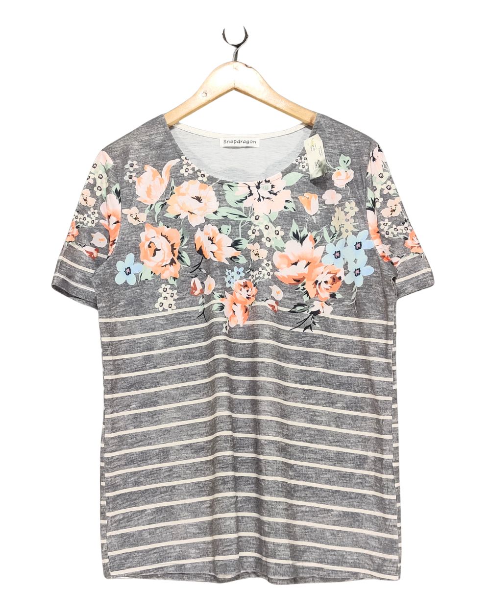 Snapdragon Gray Cotton T Shirt For Women L