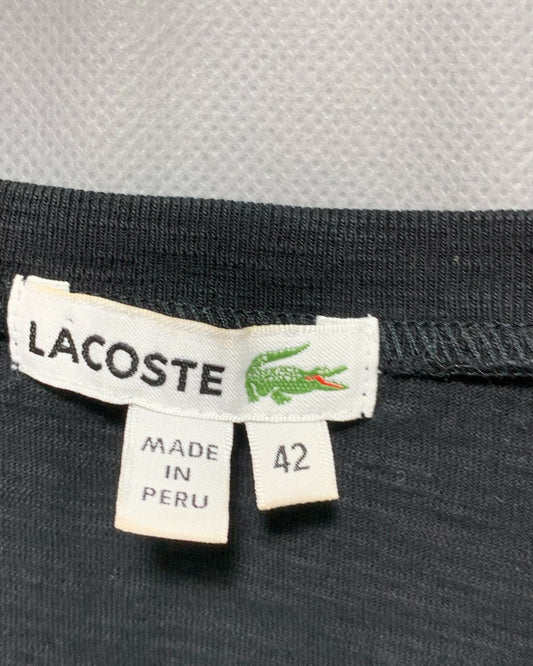 Lacoste Black Cotton T Shirt For Women L