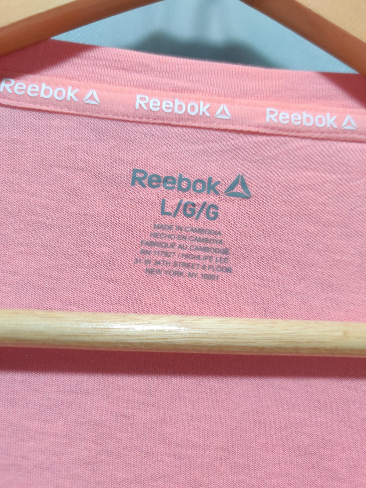 Reebok Pink Cotton T Shirt For Women Large