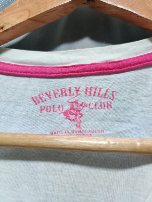 Beverly Hills White Cotton T Shirt For Women Medium