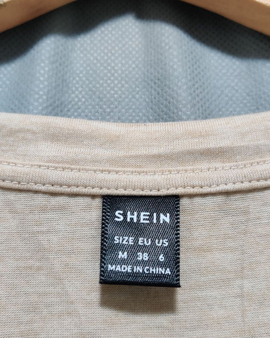 Shein Cream Cotton T Shirt For Women Medium