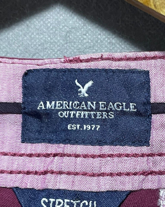 American Eagle Maroon Cotton Short For Women Large