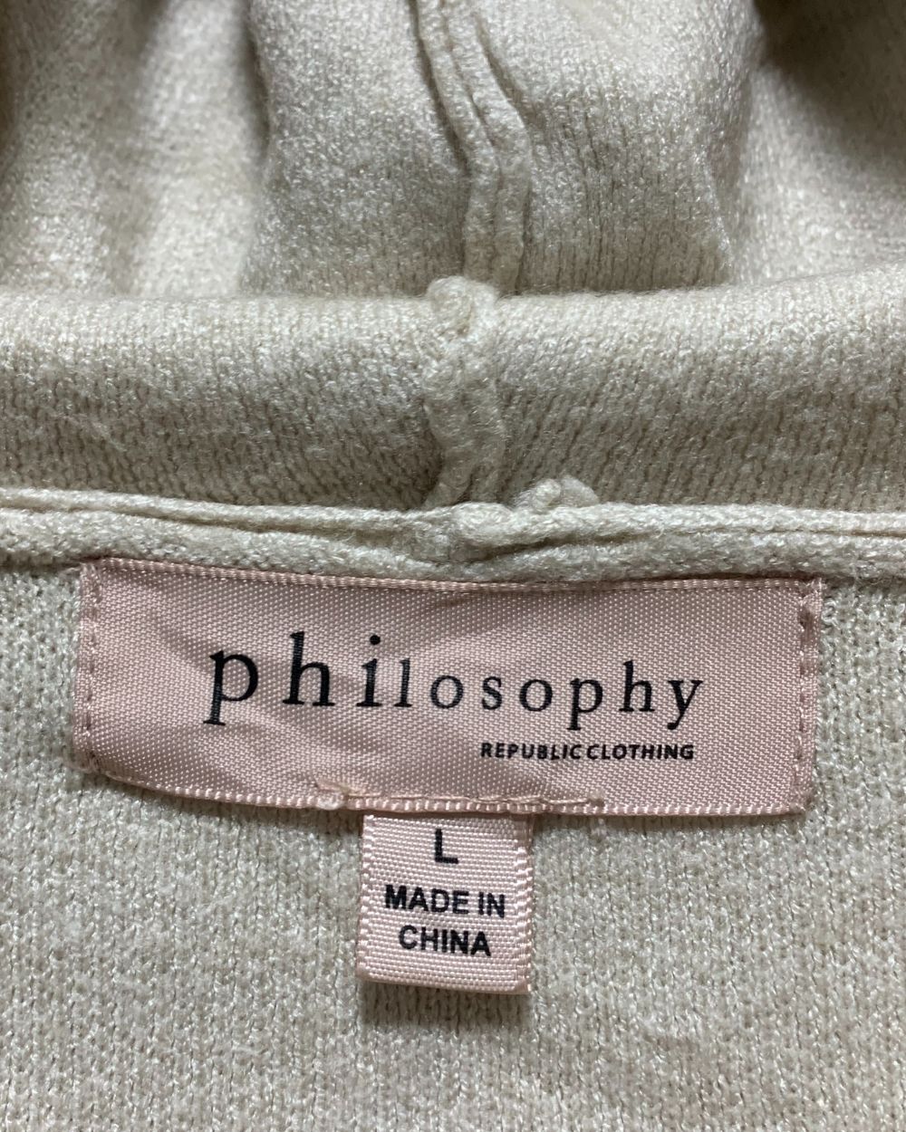Philosophy Cream Hoodie For Women Large