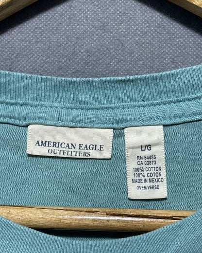 American Eagle Blue Cotton T Shirt For Women L