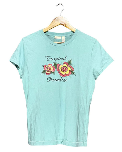 American Eagle Blue Cotton T Shirt For Women L