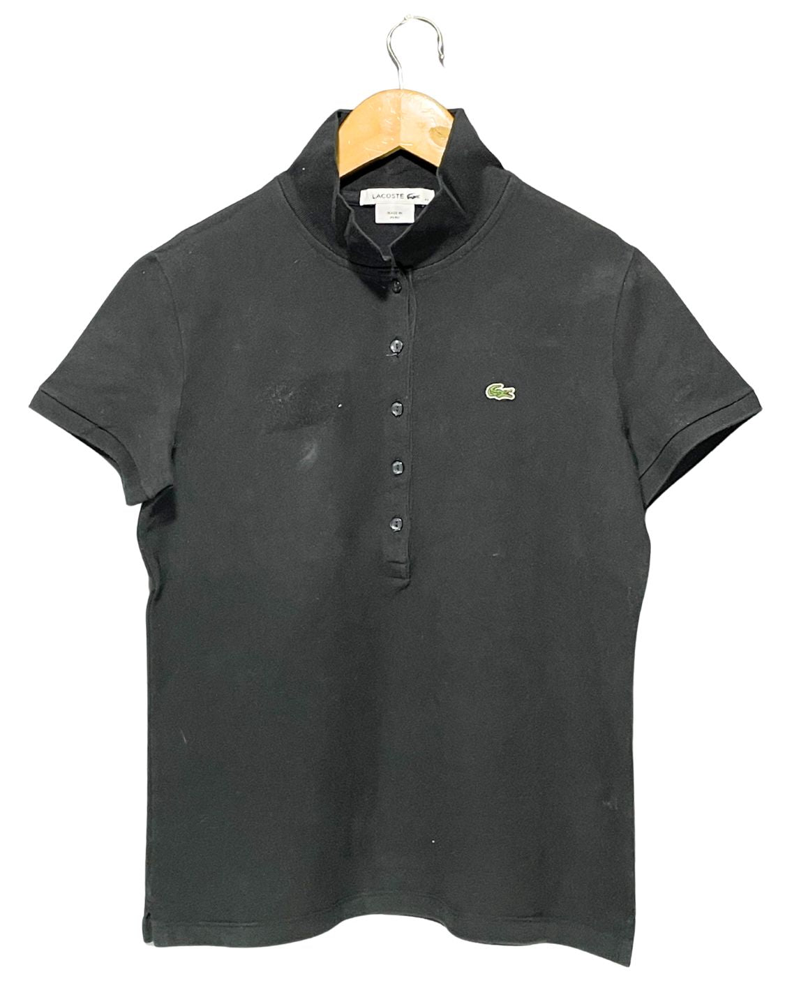 Lacoste Black Cotton Polo T Shirt For Women M