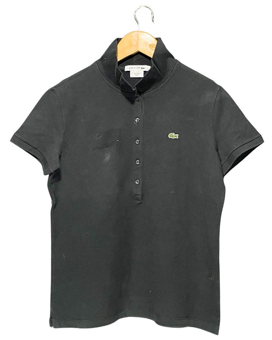 Lacoste Black Cotton Polo T Shirt For Women M
