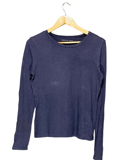 American Eagle Black Cotton T Shirt For Women M