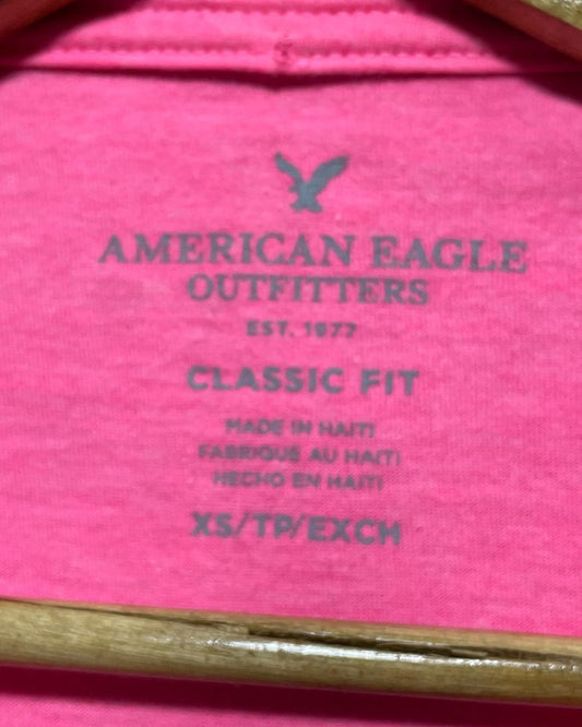 American Eagle Pink Cotton T Shirt For Women XS