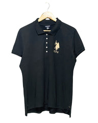 Polo U.S. Assn Black Cotton Polo T Shirt For Women XXL