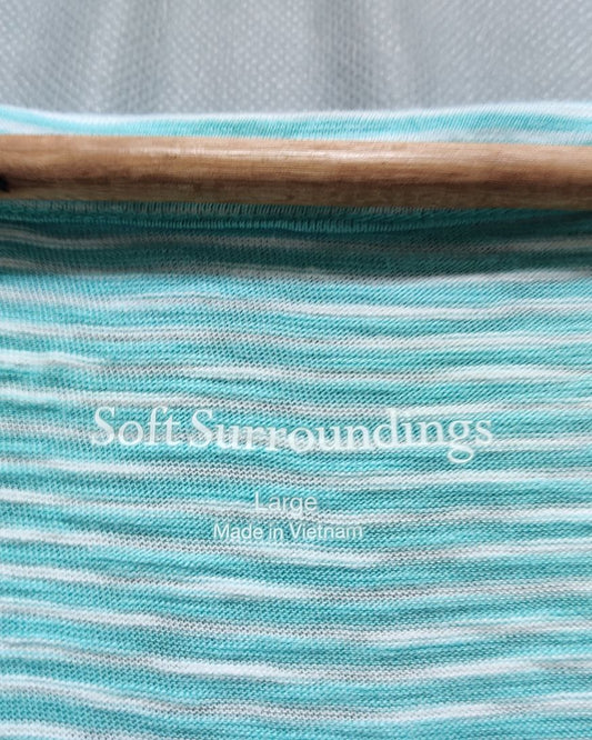 Soft Surroundings Blue Cotton T Shirt For Women L