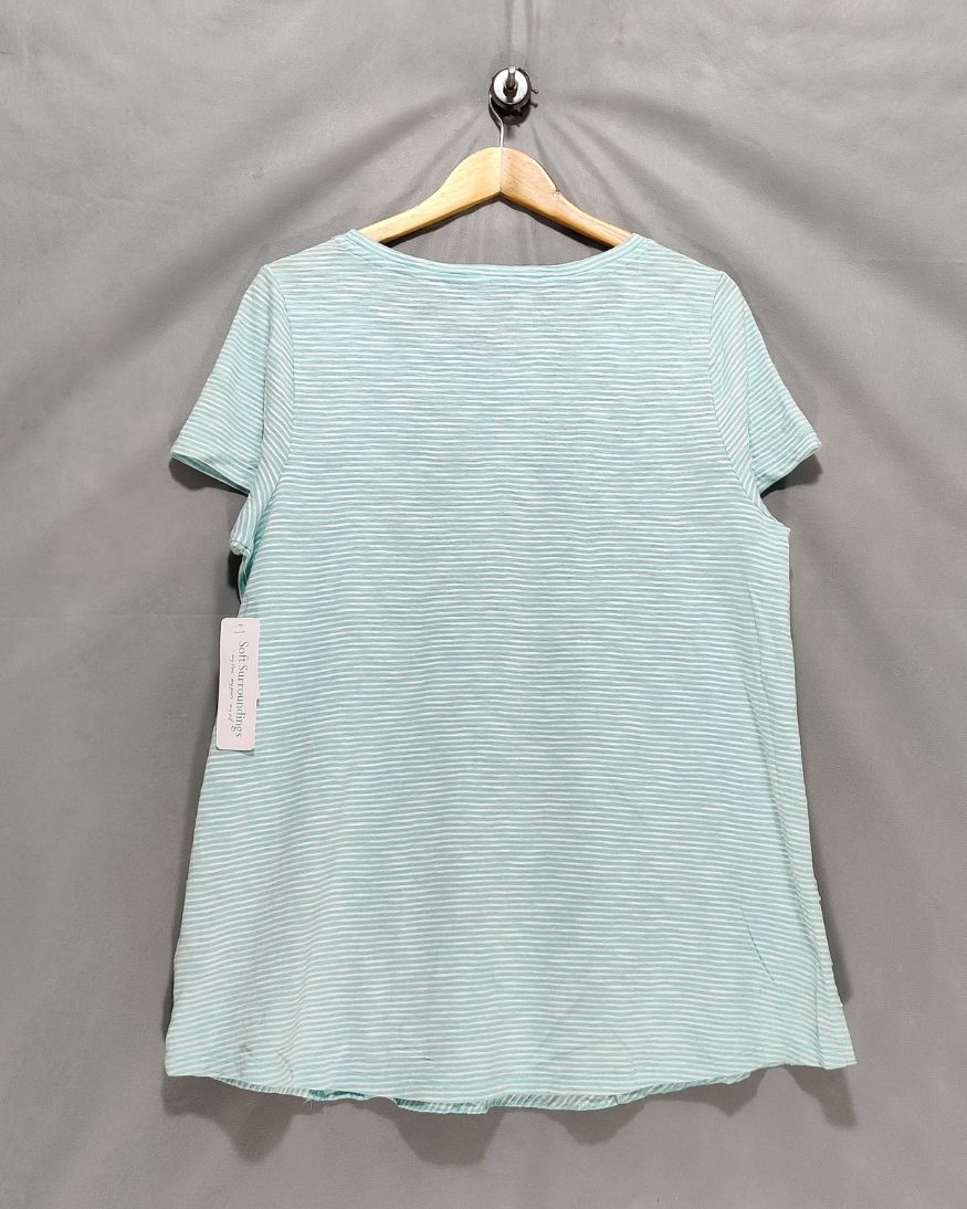 Soft Surroundings Blue Cotton T Shirt For Women L