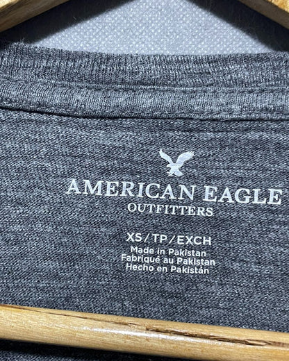 American Eagle Gray Cotton T Shirt For Women XS