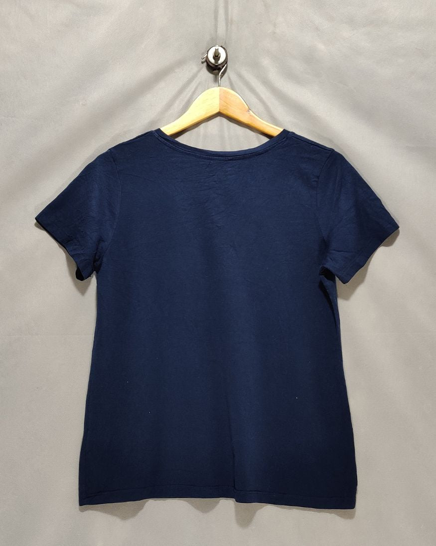 Time And Tru Blue Cotton T Shirt For Women M