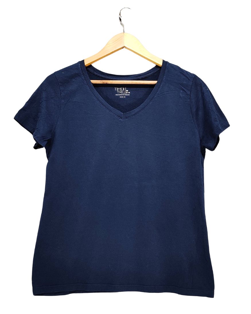Time And Tru Blue Cotton T Shirt For Women M