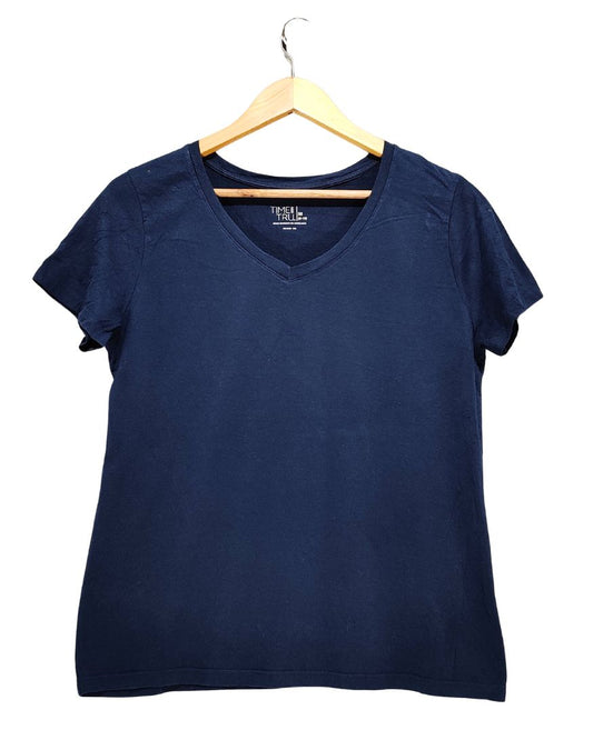 Time And Tru Blue Cotton T Shirt For Women M