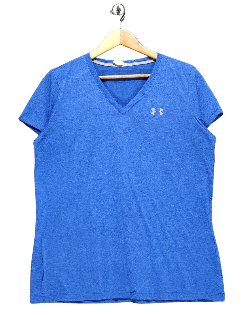 Under Armour Blue Cotton T Shirt For Women L