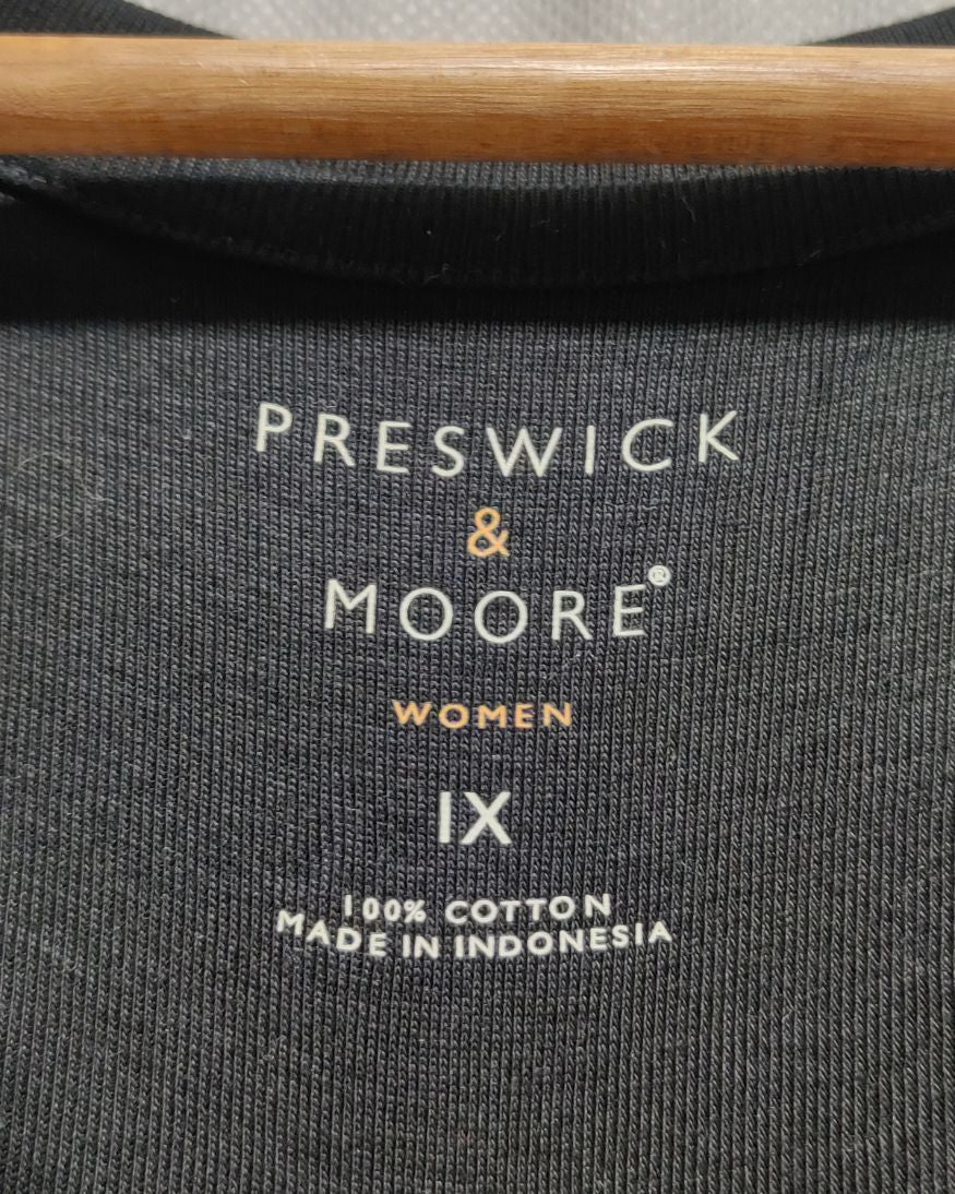 Preswick & Moore Black Cotton T Shirt For Women XL