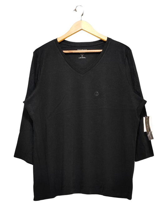 Preswick & Moore Black Cotton T Shirt For Women XL