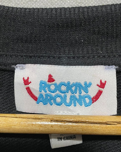 Rockin Around Black Cotton T Shirt For Women M