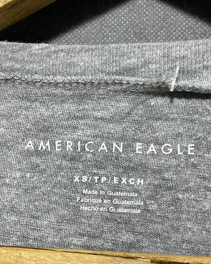 American Eagle Gray Cotton T Shirt For Women XS